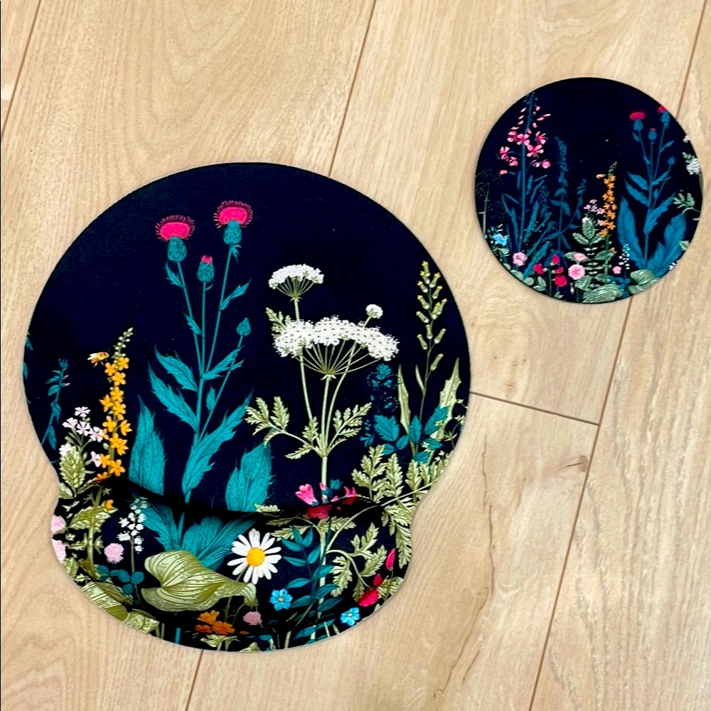 Floral Mouse Pad and Coaster Set